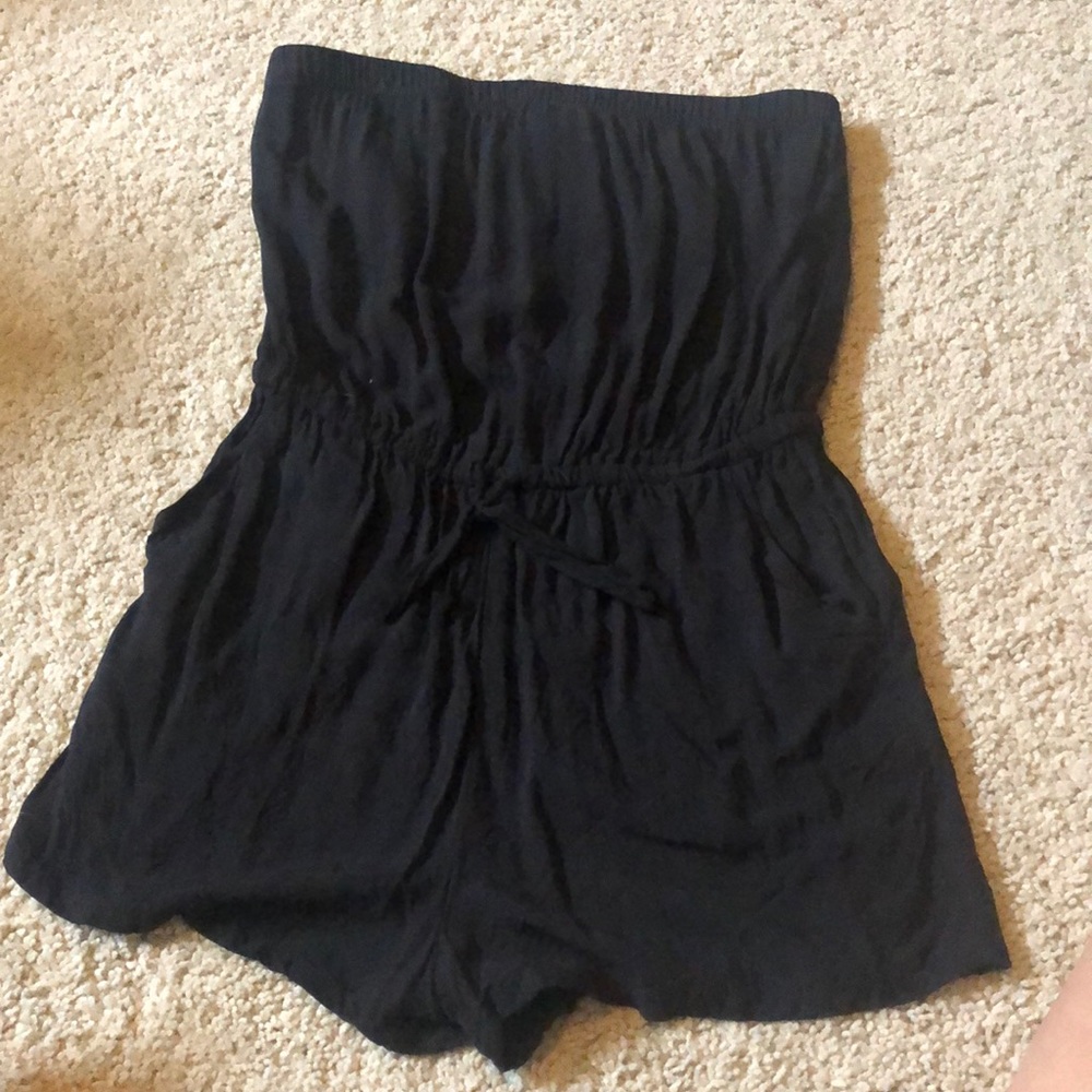 Strapless black romper
